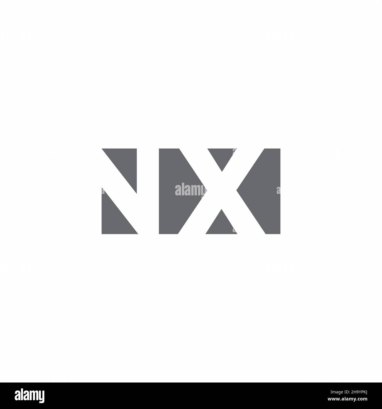 NX Logo monogram with negative space style design template isolated on