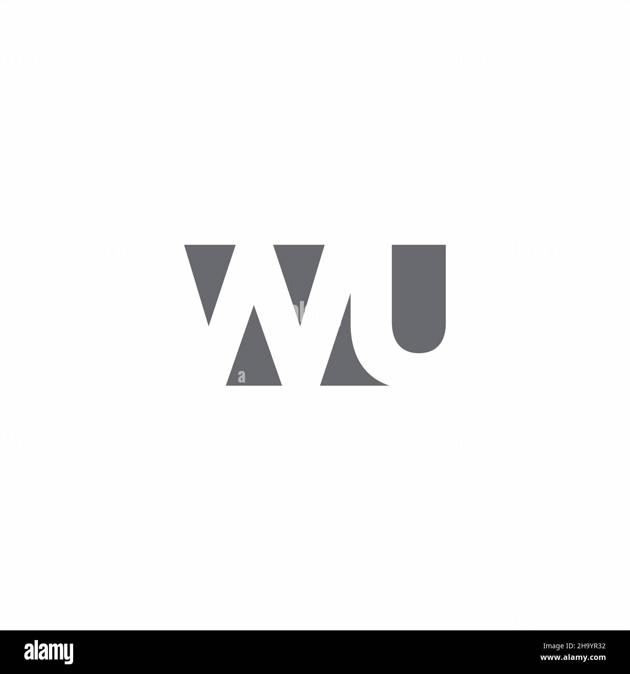 WU Logo monogram with negative space style design template isolated on white background Stock Vector