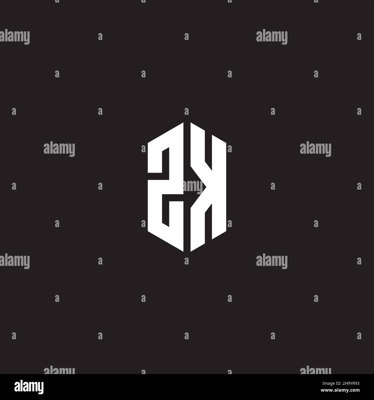 ZK Logo monogram with hexagon shape style design template isolated on ...