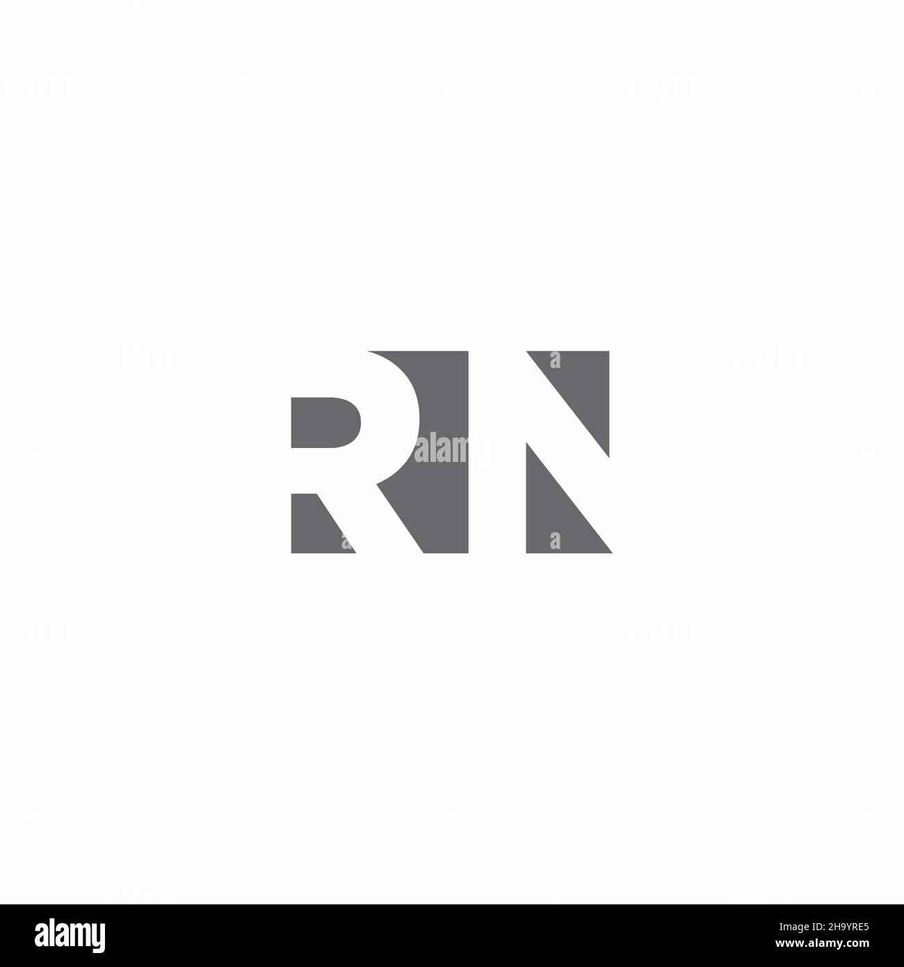 RN Logo monogram with negative space style design template isolated on white background Stock Vector