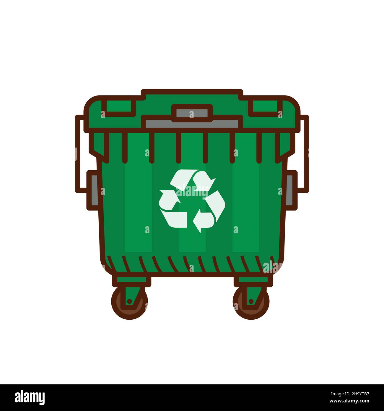 Green recycle garbage bin. Trash can isolated Stock Vector