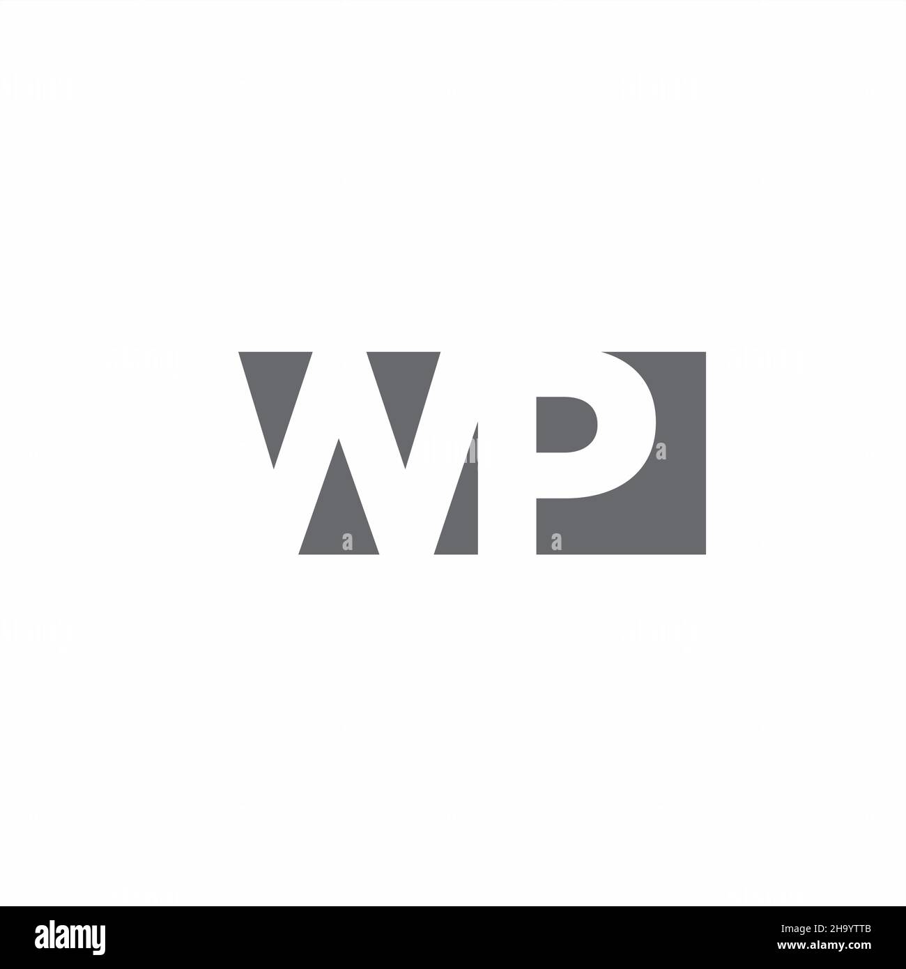 WP Logo monogram with negative space style design template isolated on white background Stock Vector