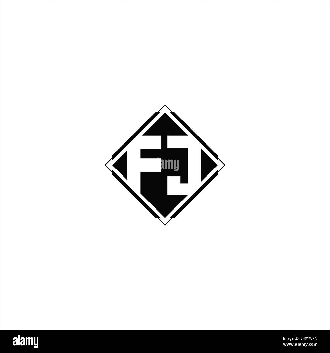 Monogram logo design with diamond square shape isolated on black colors and white background Stock Vector