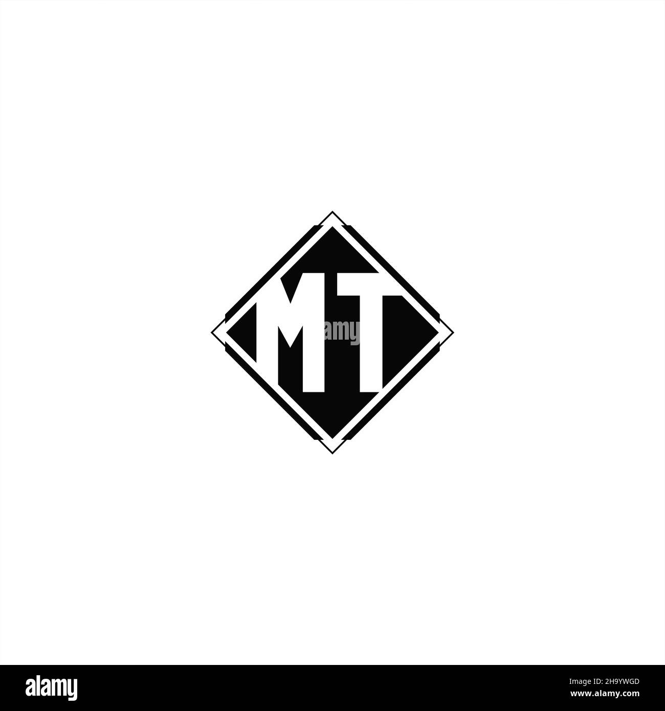 Monogram logo design with diamond square shape isolated on black colors ...