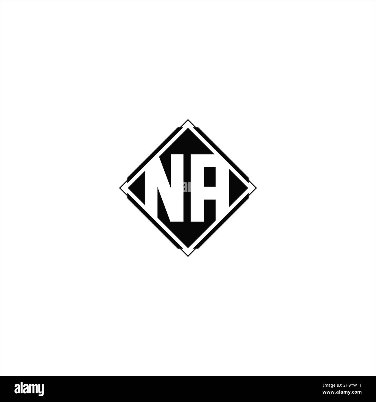 Monogram logo design with diamond square shape isolated on black colors and white background Stock Vector