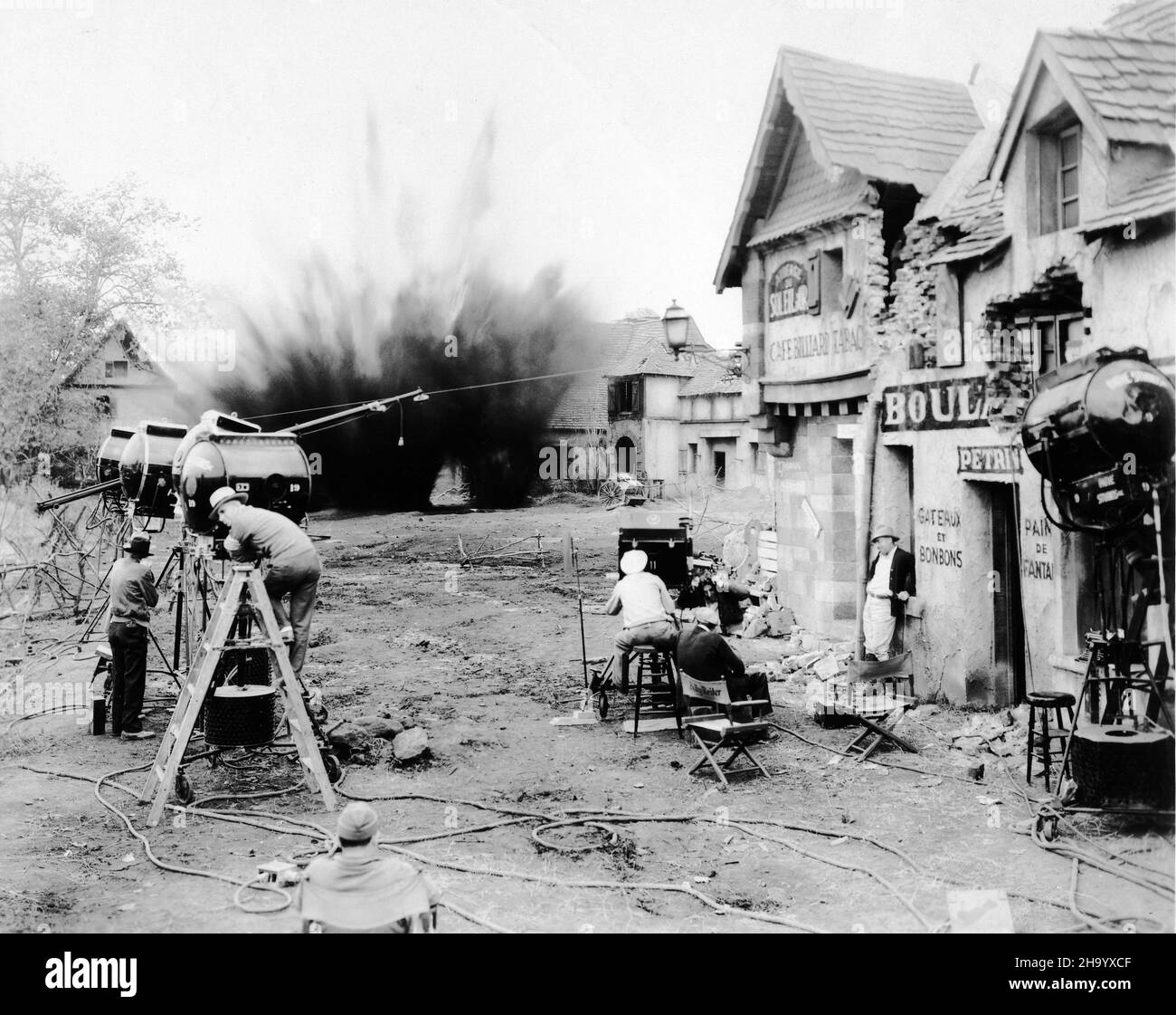 Cameraman and Technical Movie Crew filming the explosion of a ...