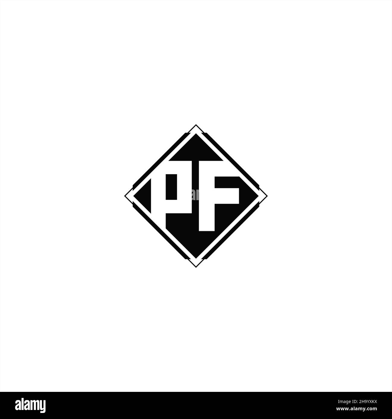 Monogram logo design with diamond square shape isolated on black colors and white background Stock Vector