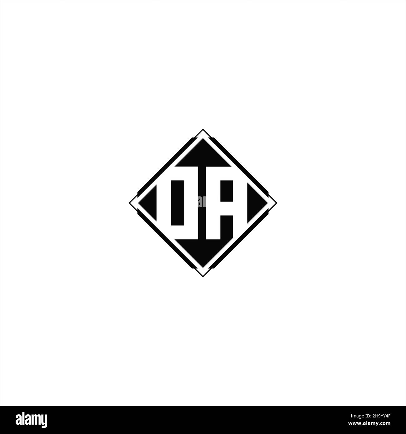 Monogram logo design with diamond square shape isolated on black colors ...