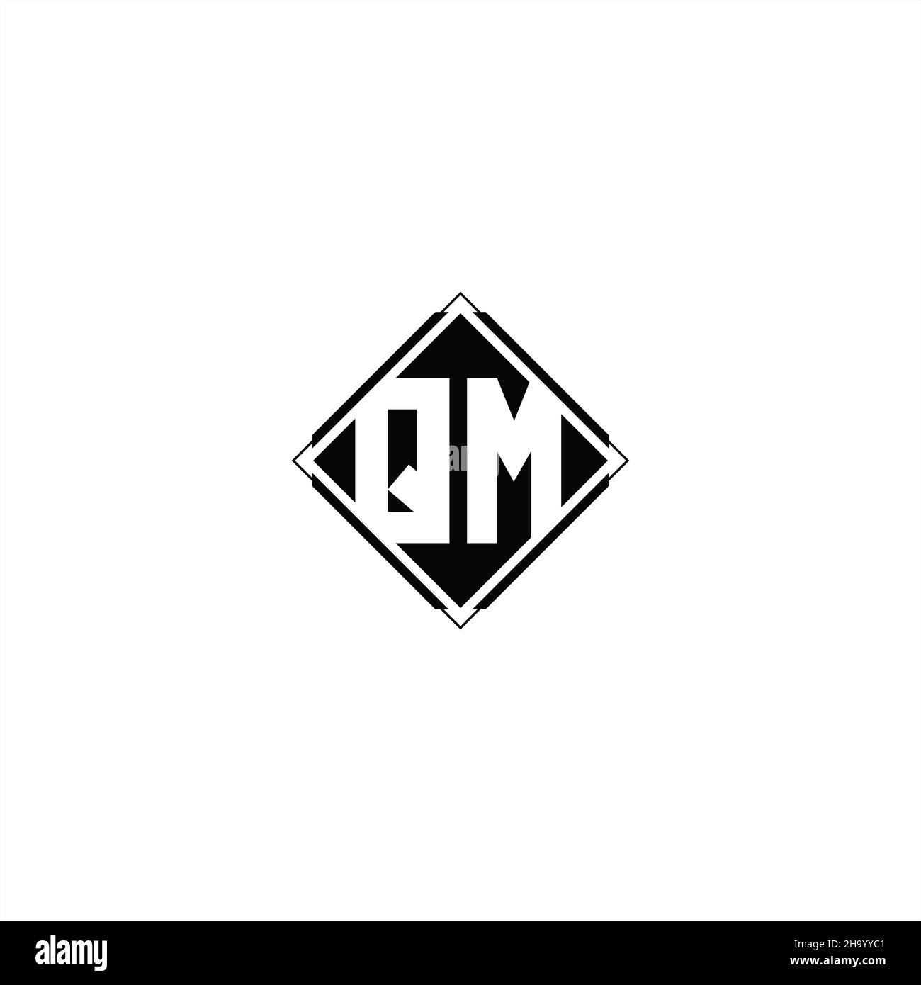 Monogram logo design with diamond square shape isolated on black colors ...