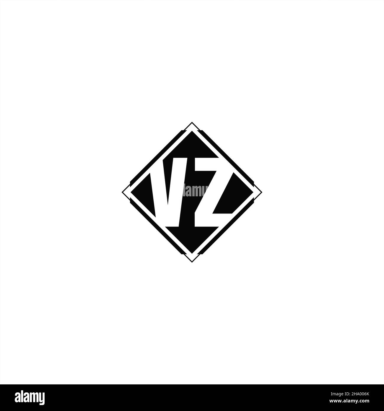 Monogram logo design with diamond square shape isolated on black colors ...