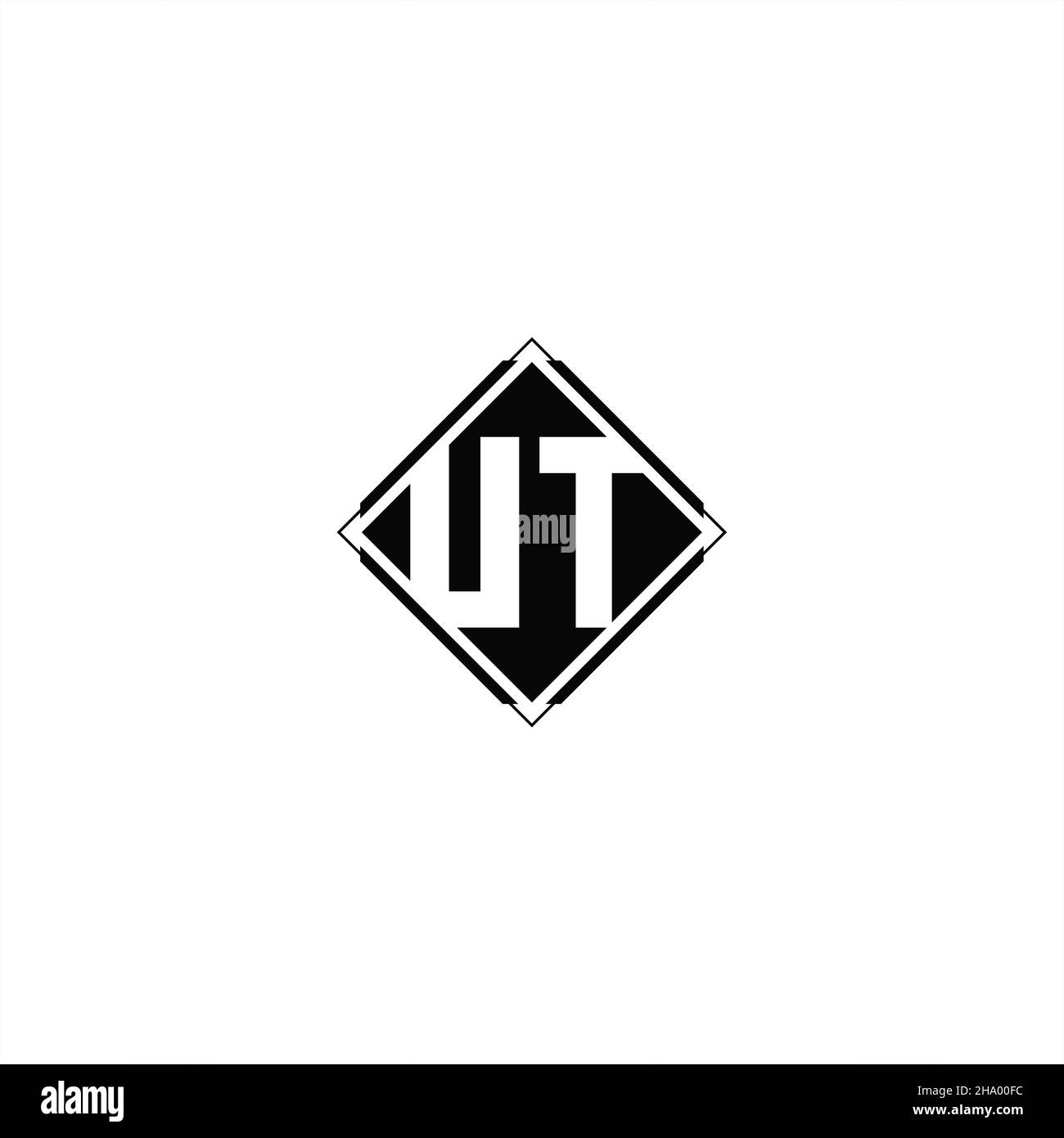 Monogram logo design with diamond square shape isolated on black colors and white background Stock Vector