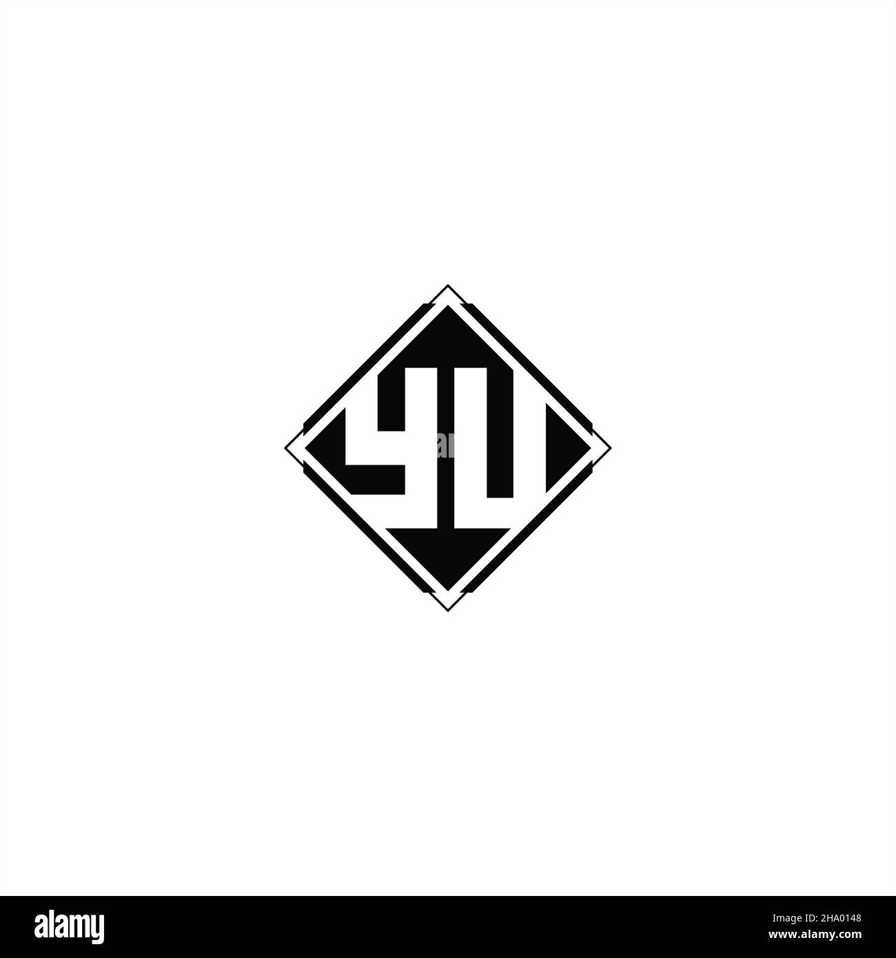 Monogram logo design with diamond square shape isolated on black colors ...