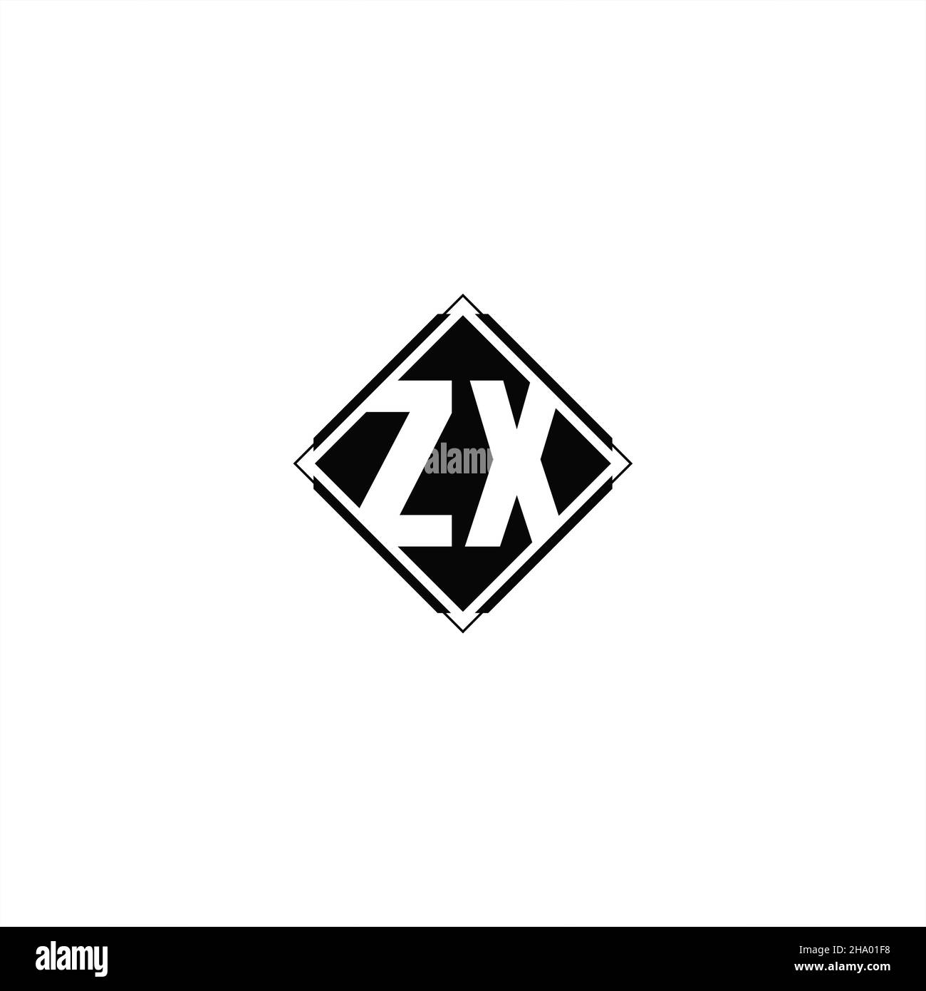Monogram logo design with diamond square shape isolated on black colors ...