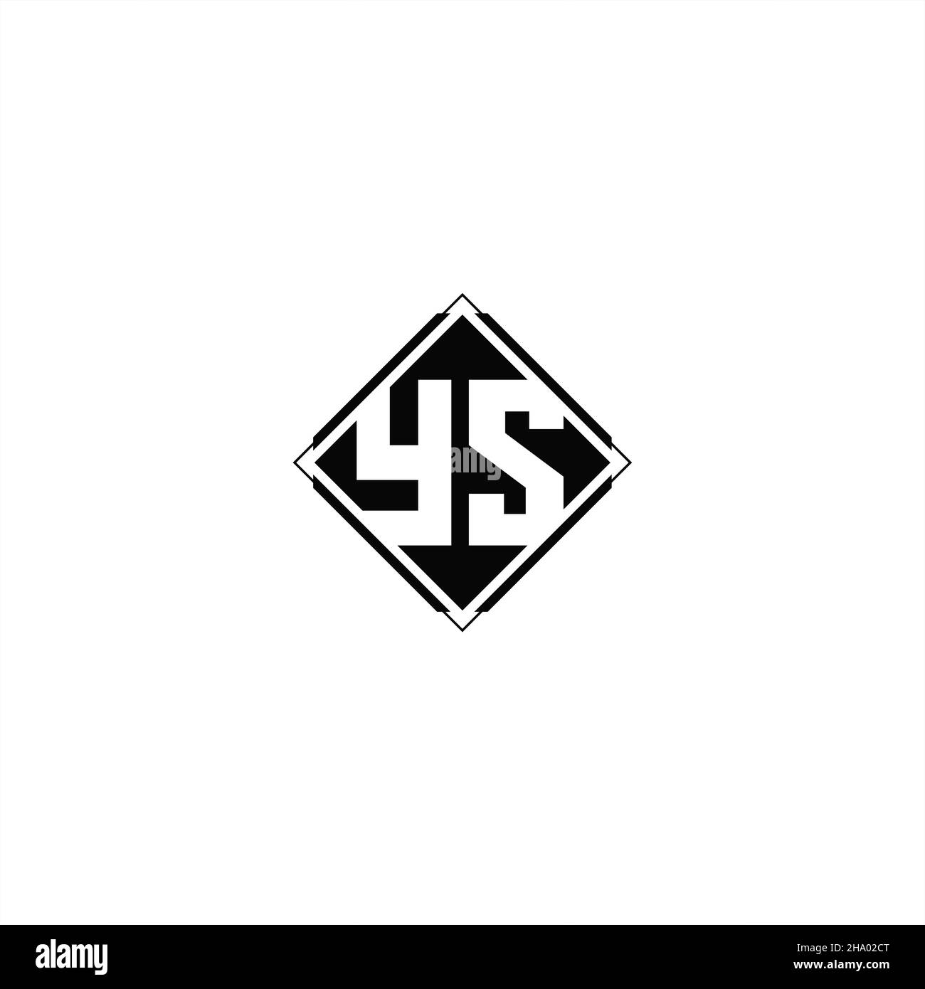 Monogram logo design with diamond square shape isolated on black colors ...