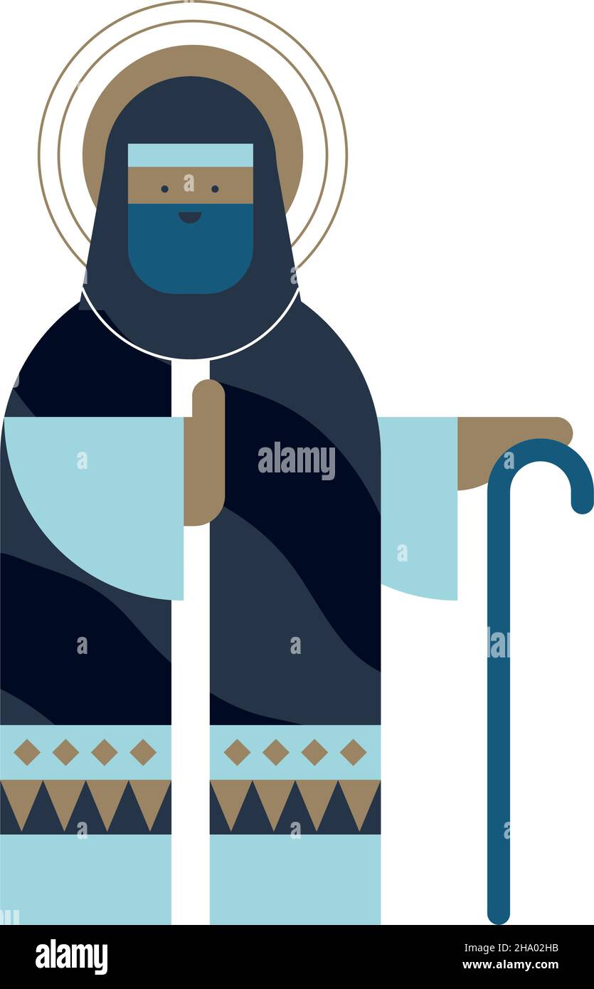 saint joseph manger character icon Stock Vector