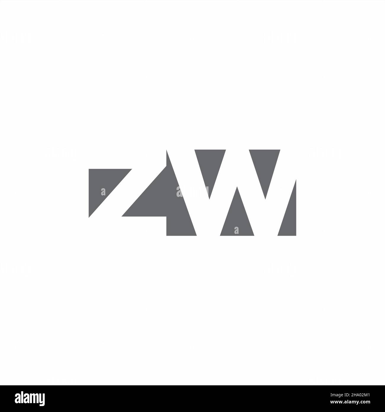 ZW Logo monogram with negative space style design template isolated on ...