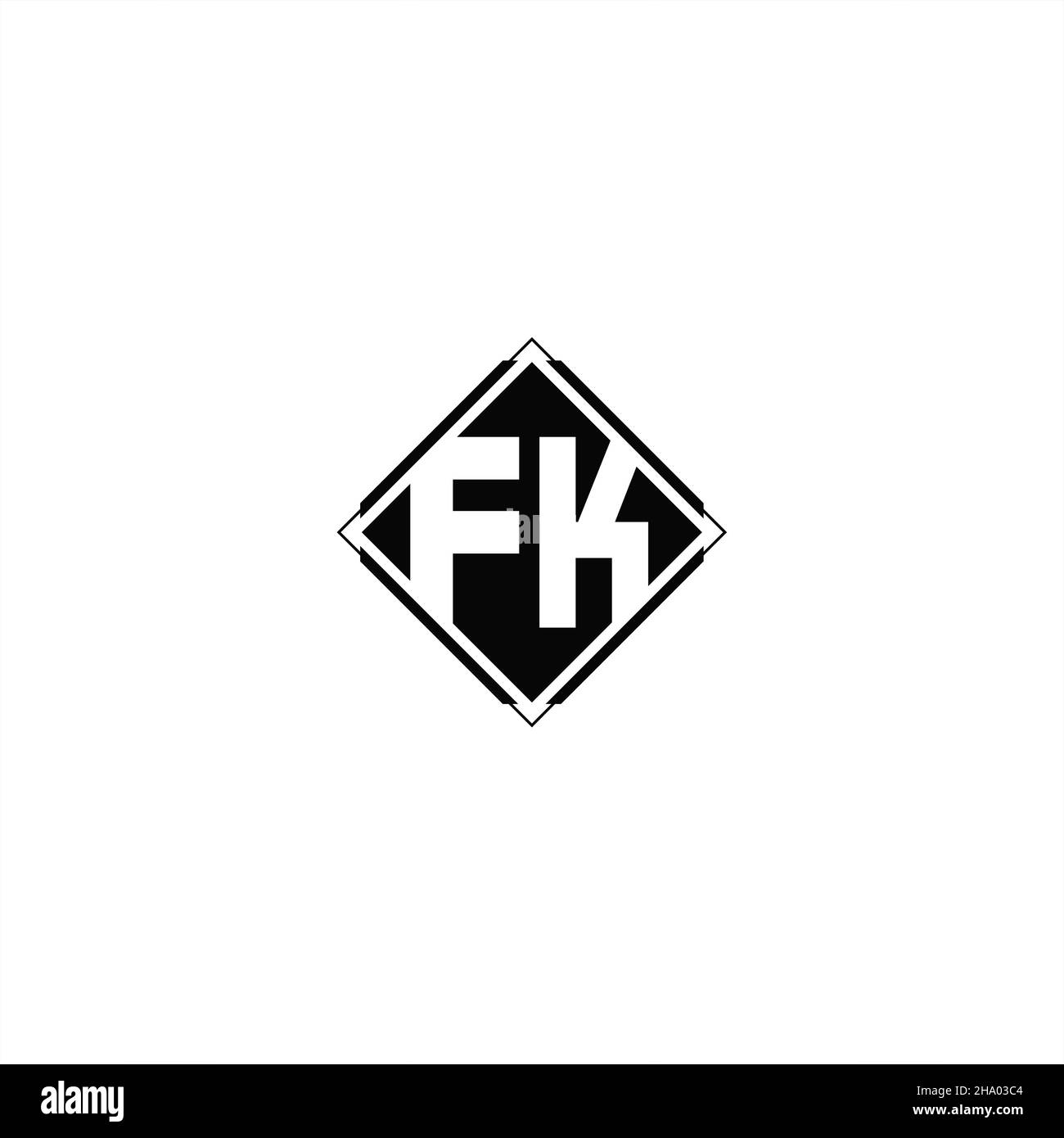 Monogram logo design with diamond square shape isolated on black colors and white background Stock Vector