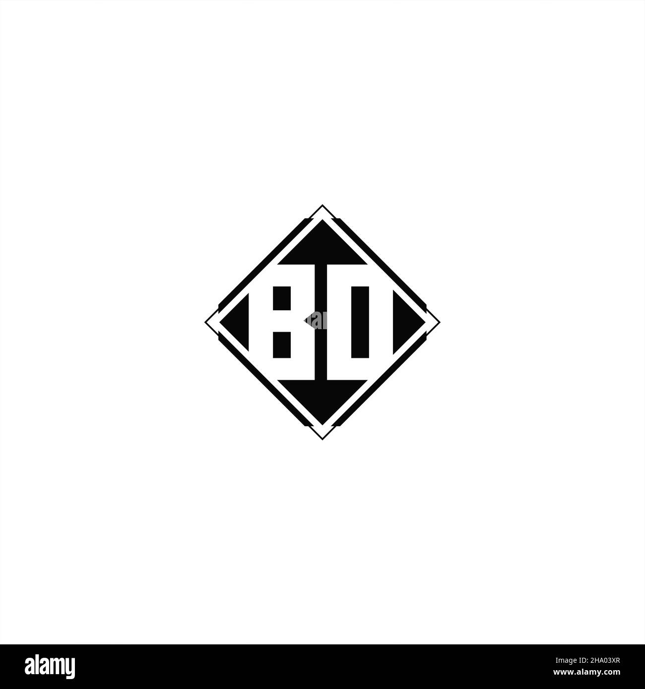 Monogram logo design with diamond square shape isolated on black colors and white background Stock Vector