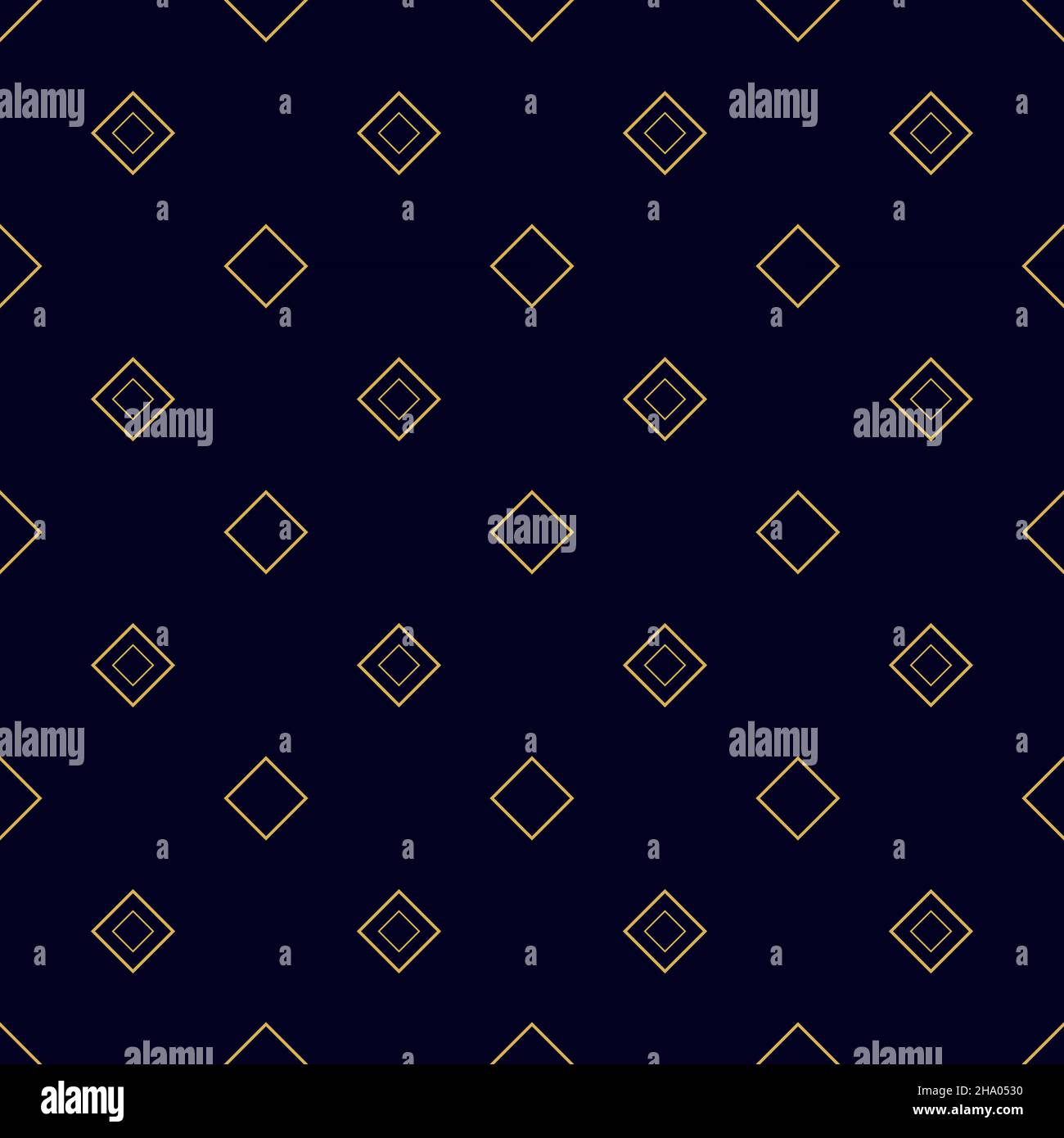Gold squares geometric seamless pattern on dark blue background. Vector ...