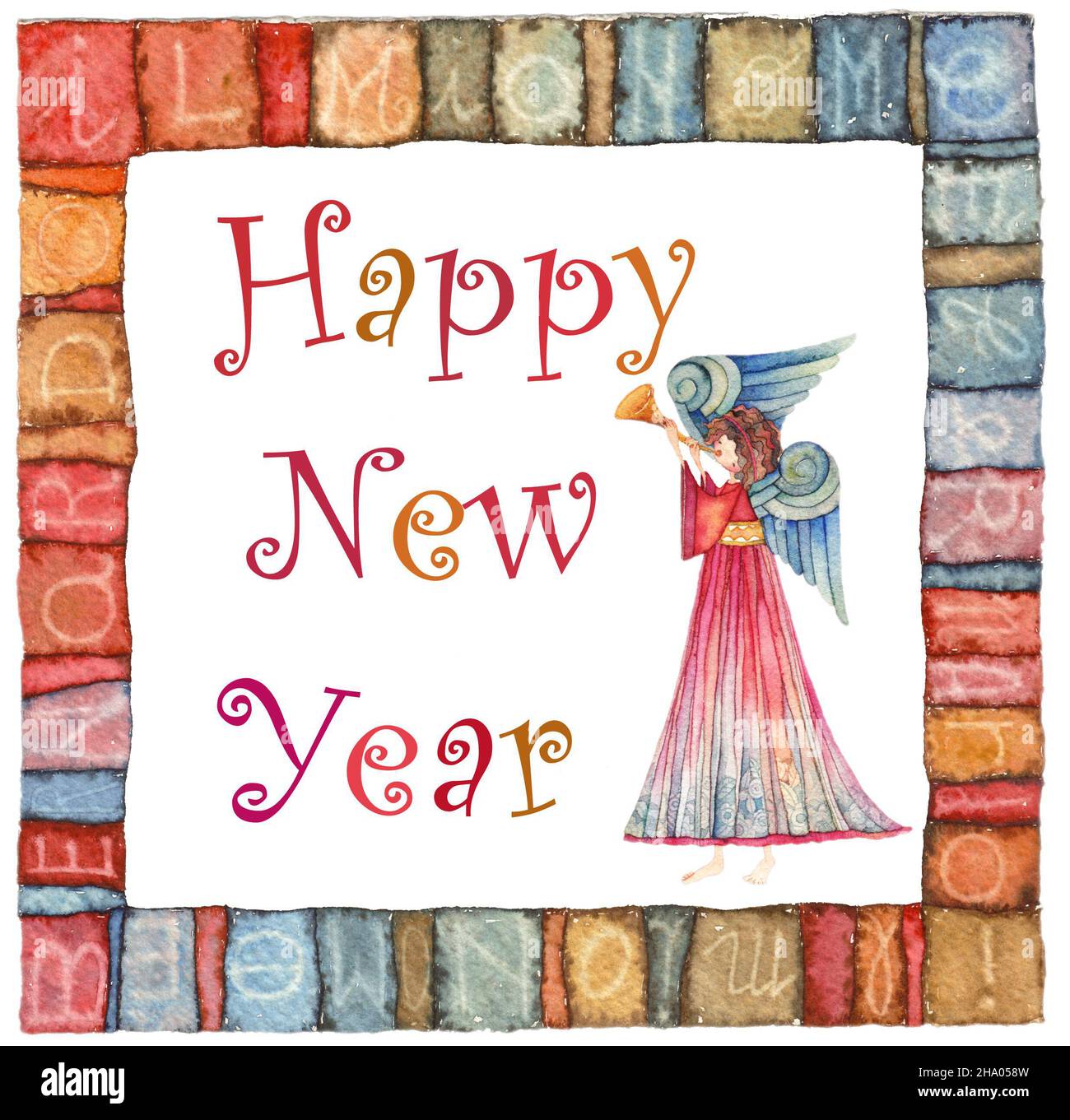 Happy new year angel Stock Photo