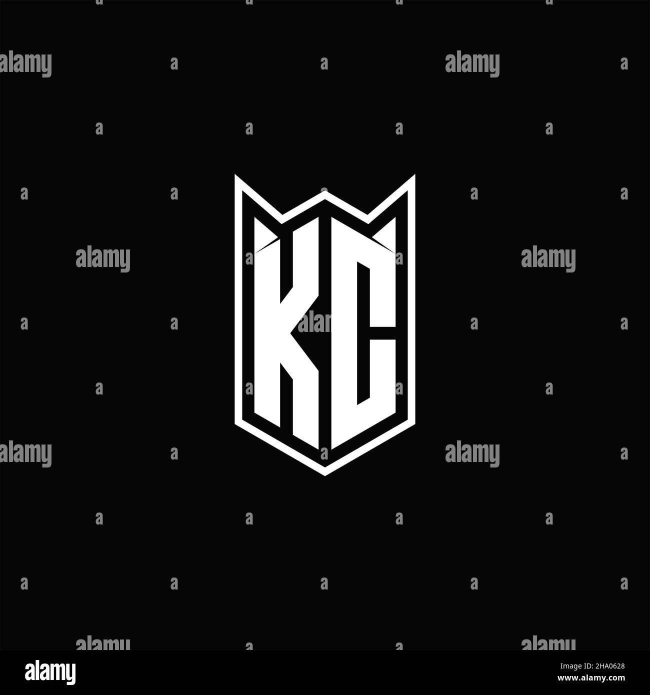 KC Logo monogram with shield shape designs template vector icon modern Stock Vector