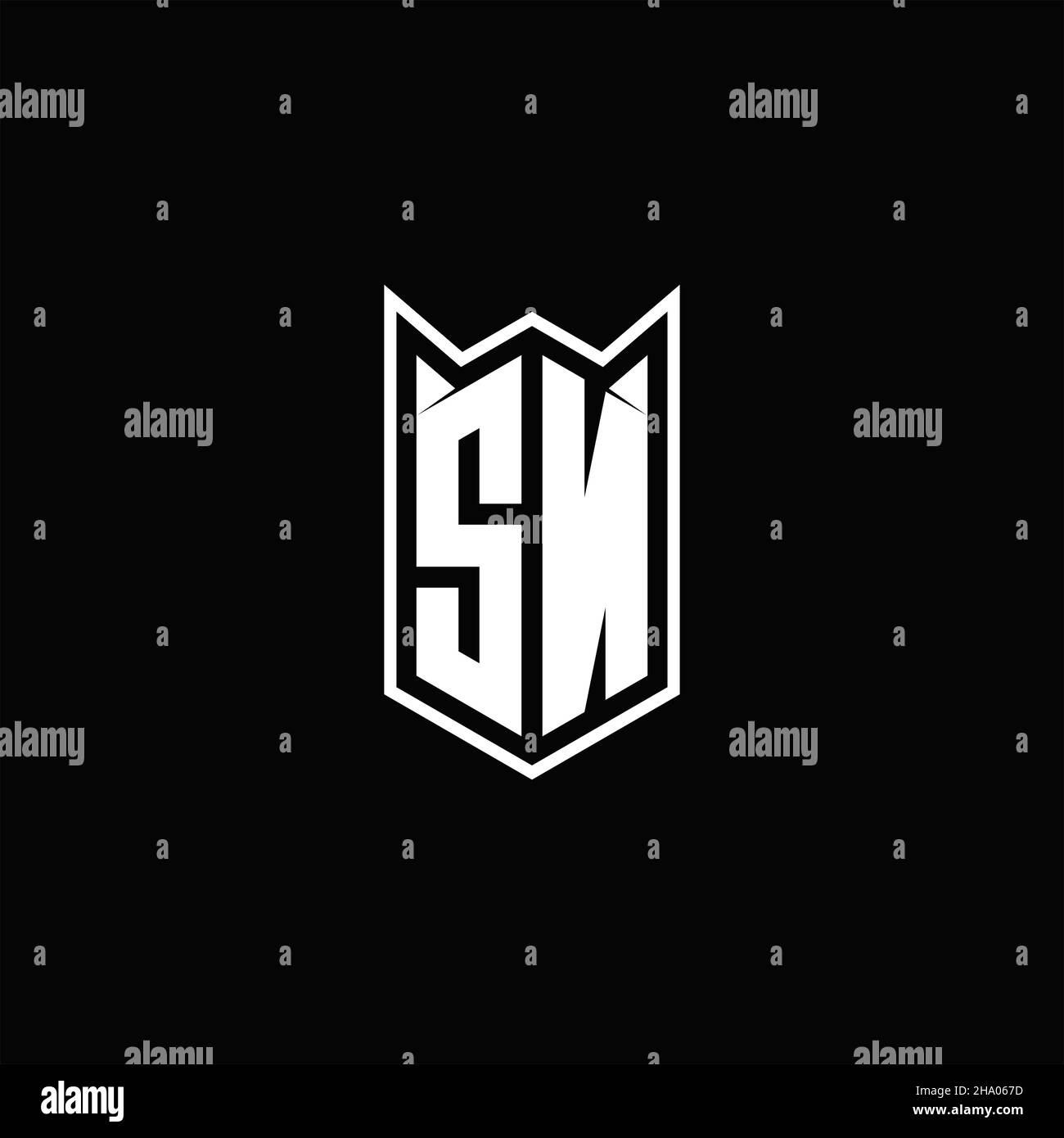 SN Logo monogram with shield shape designs template vector icon modern Stock Vector