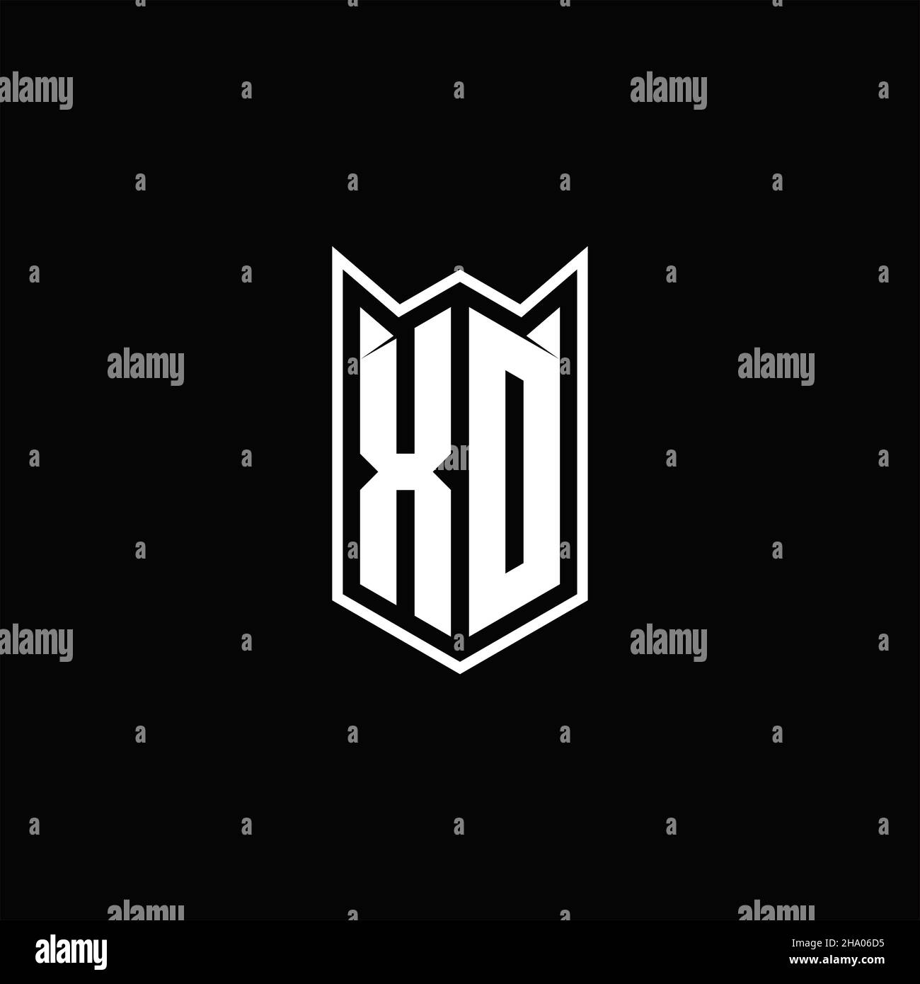 XD Logo monogram with shield shape designs template vector icon modern Stock Vector