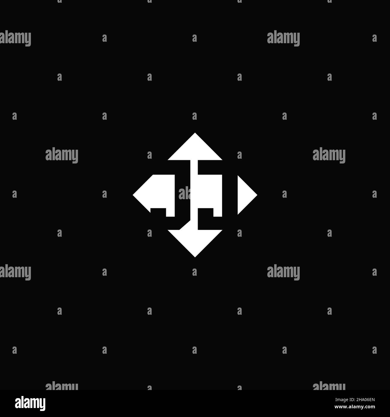 Monogram logo design with diamond square shape isolated on black background Stock Vector