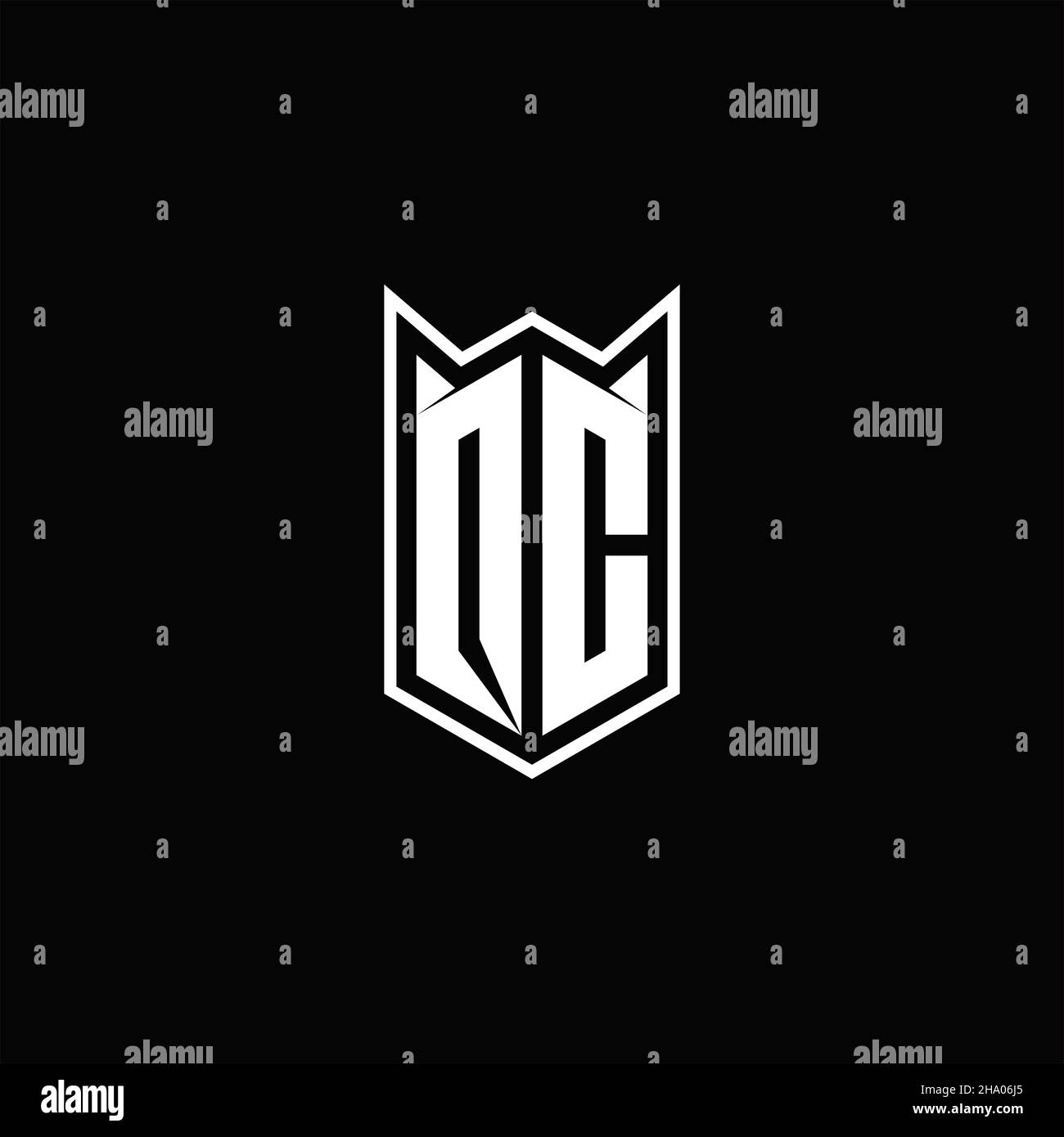 QC Logo monogram with shield shape designs template vector icon modern Stock Vector