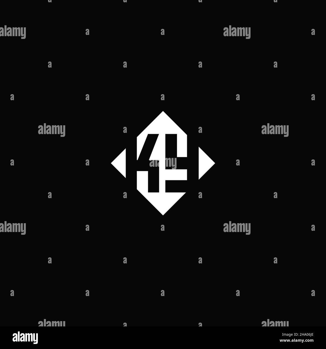 Monogram logo design with diamond square shape isolated on black background Stock Vector