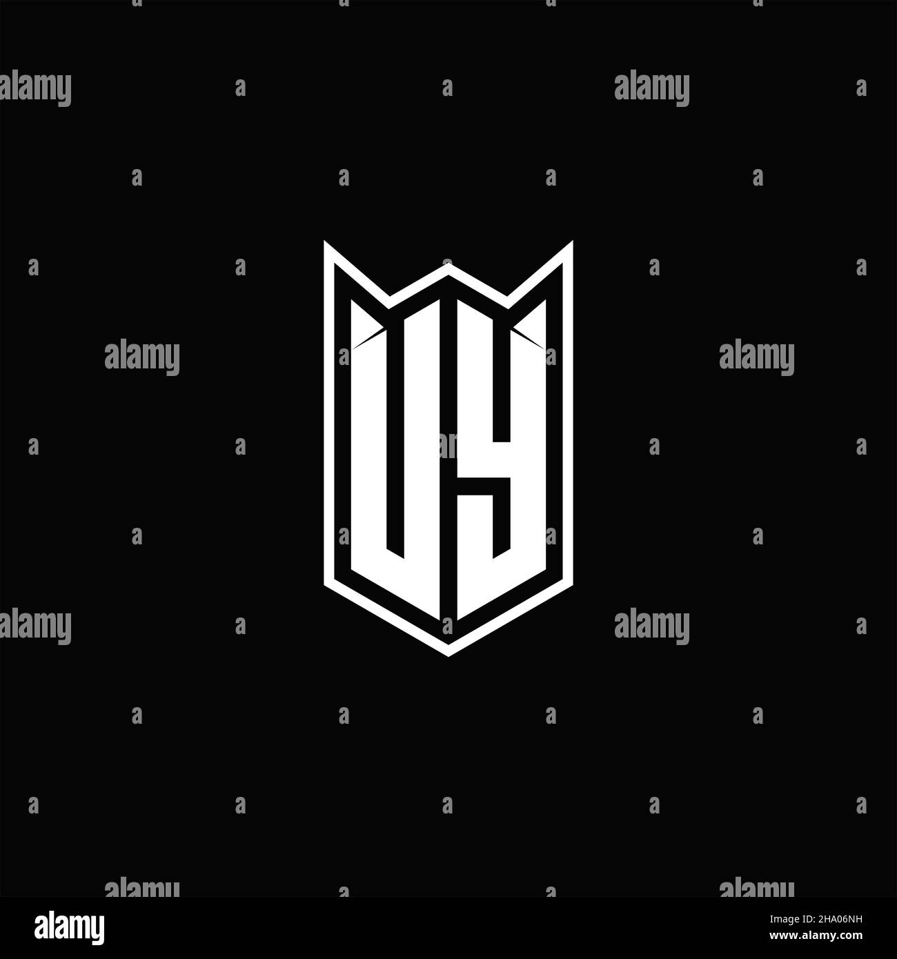 UY Logo monogram with shield shape designs template vector icon modern Stock Vector