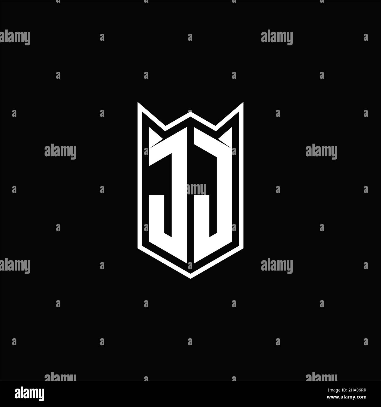 JJ Logo monogram with shield shape designs template vector icon modern Stock Vector