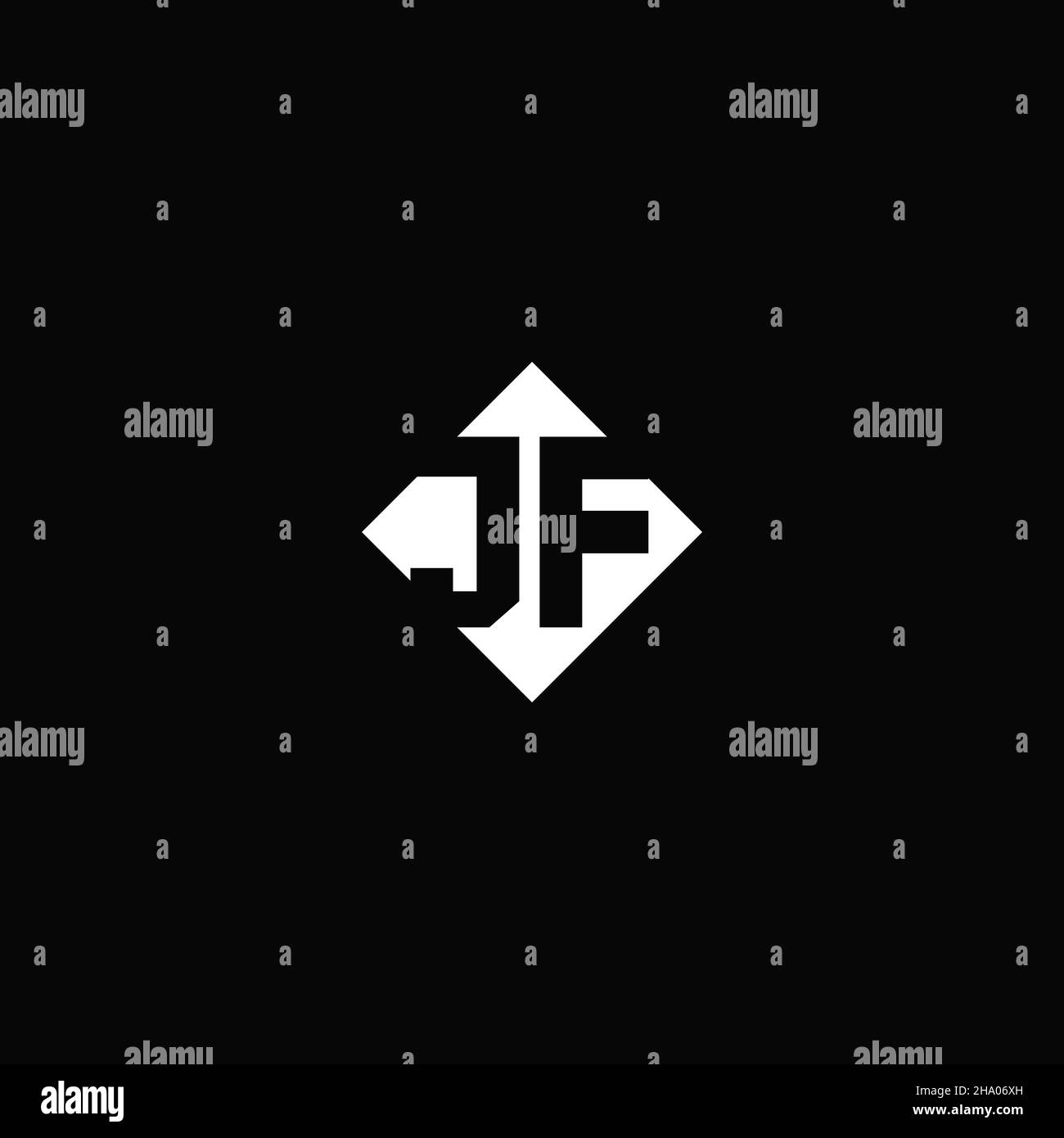 Monogram logo design with diamond square shape isolated on black background Stock Vector