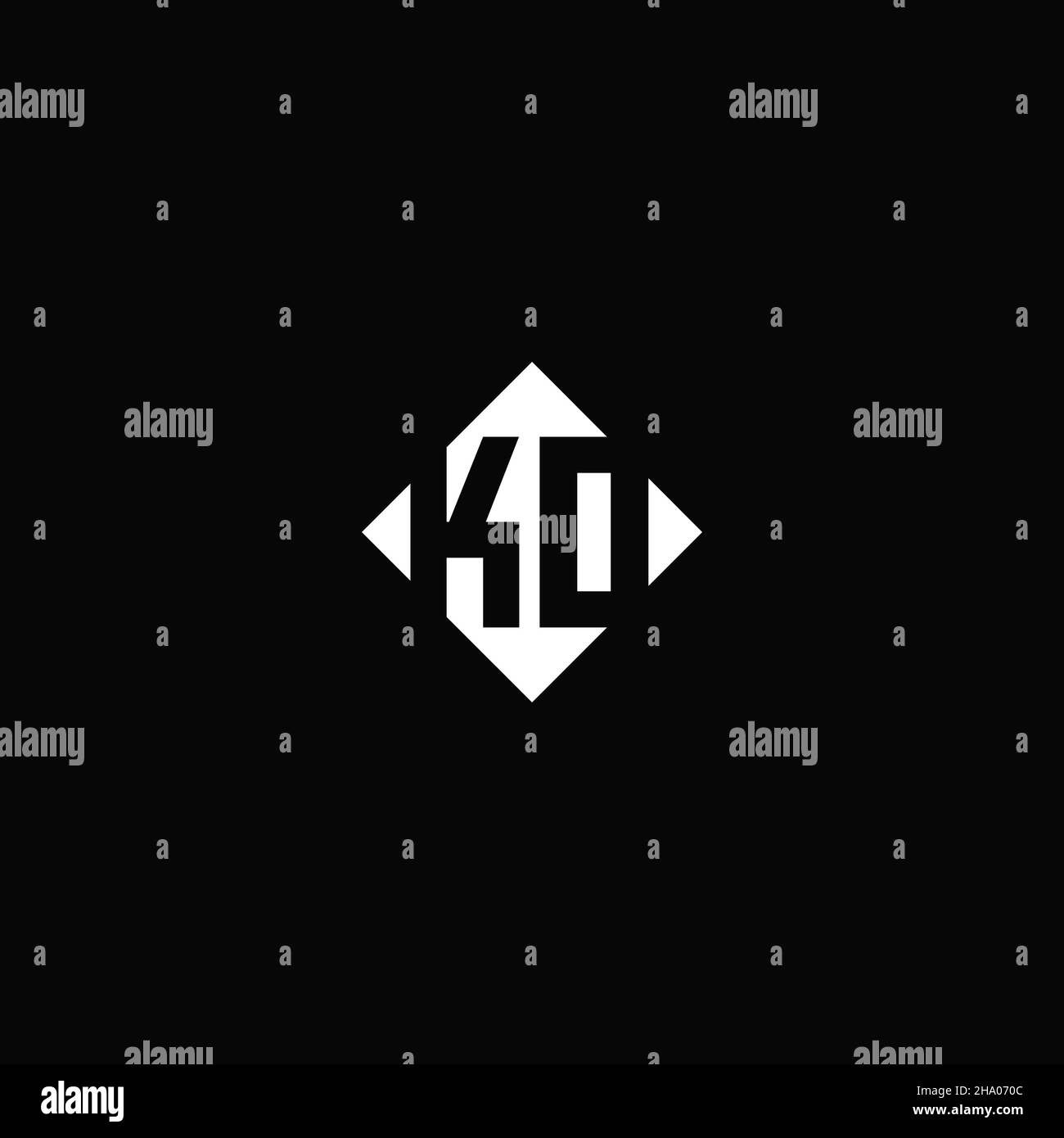 Monogram logo design with diamond square shape isolated on black background Stock Vector