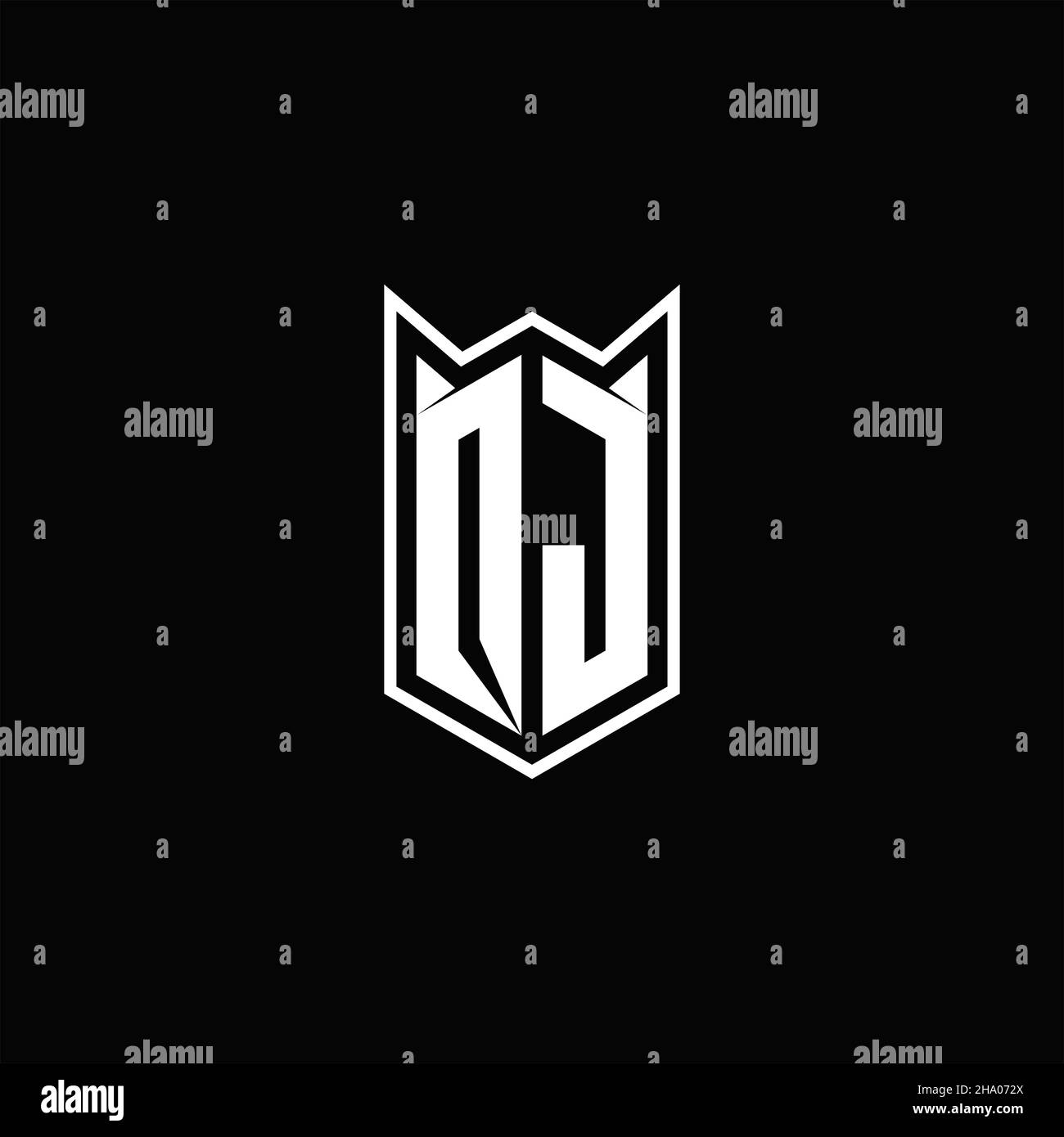 QJ Logo monogram with shield shape designs template vector icon modern Stock Vector