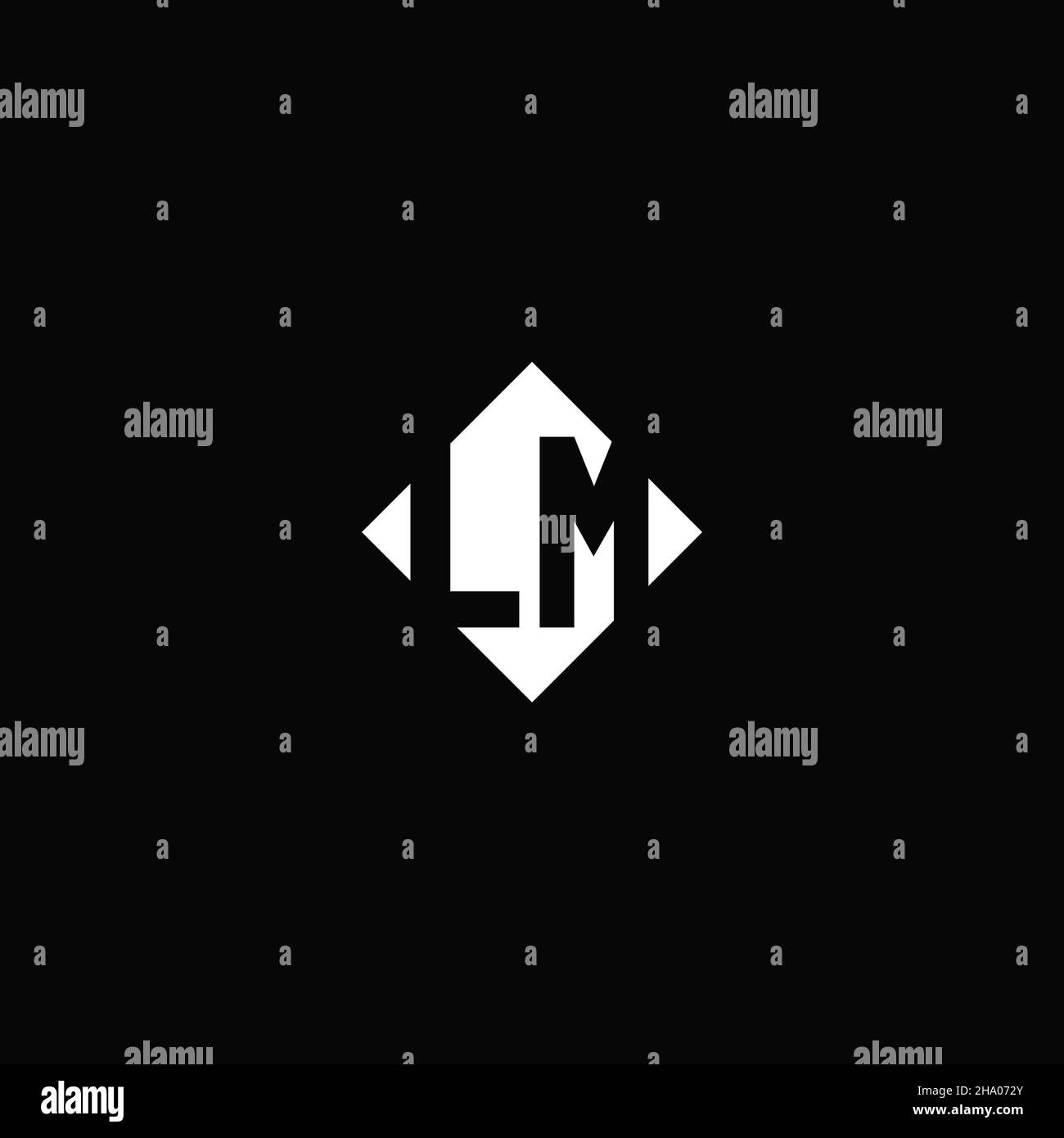 Monogram logo design with diamond square shape isolated on black background Stock Vector