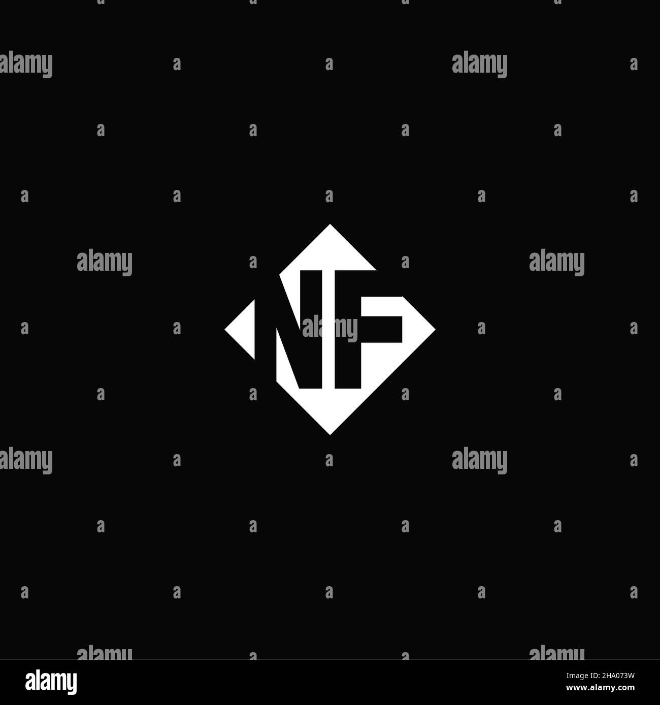 Monogram logo design with diamond square shape isolated on black background Stock Vector