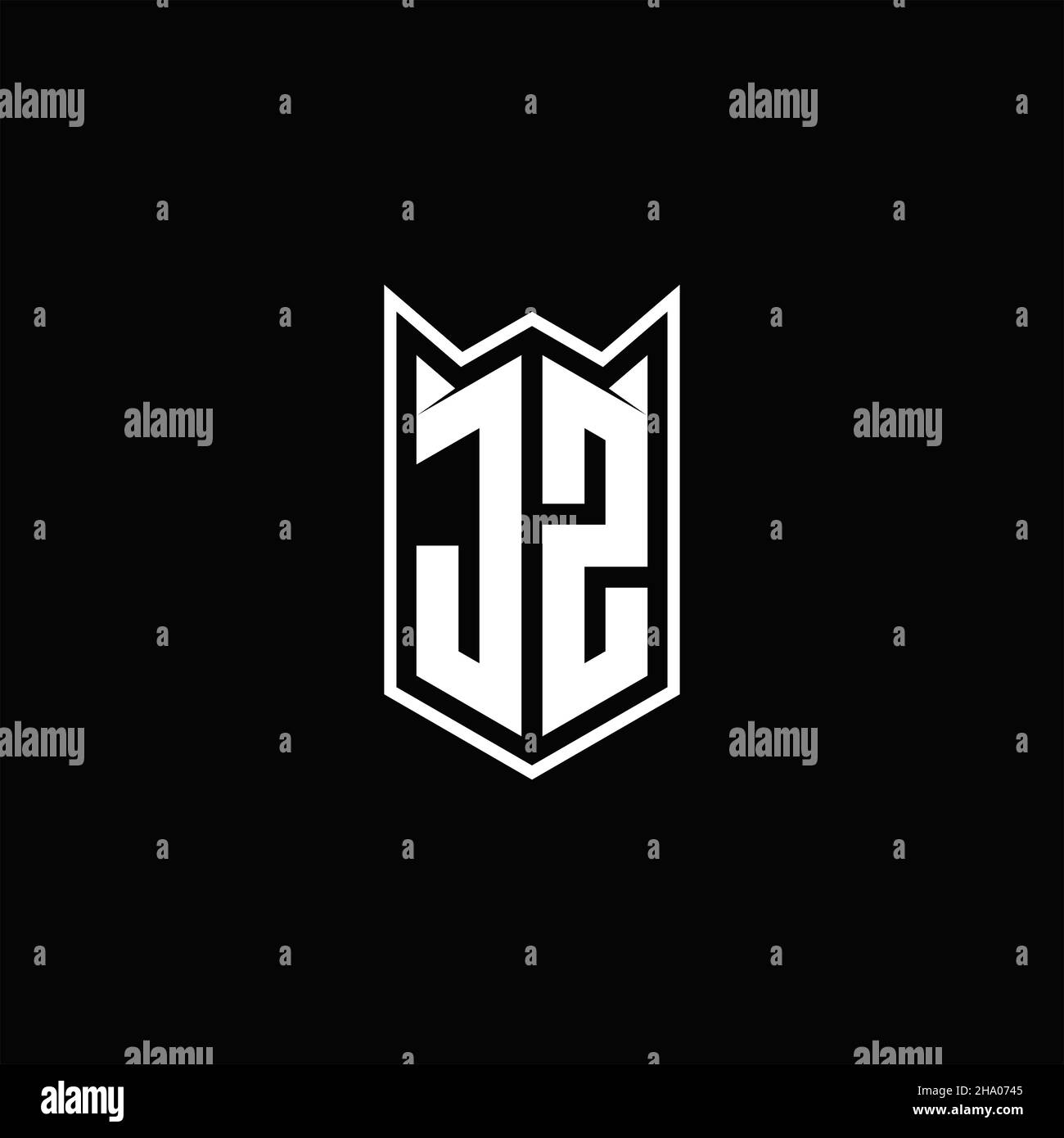 JZ Logo monogram with shield shape designs template vector icon modern Stock Vector