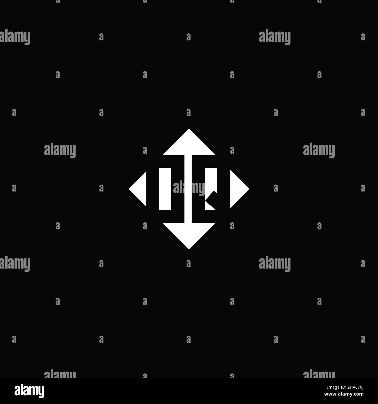 Monogram logo design with diamond square shape isolated on black background Stock Vector