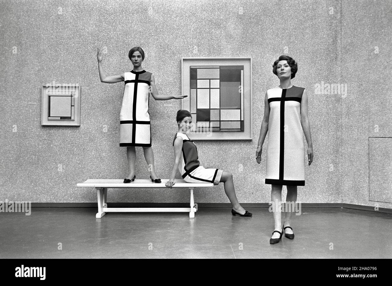 Mondrian fashion from Paris Gowns made by Yves St Laurent Photography by Dutch photographer Eric Koch 1966 Stock Photo Alamy