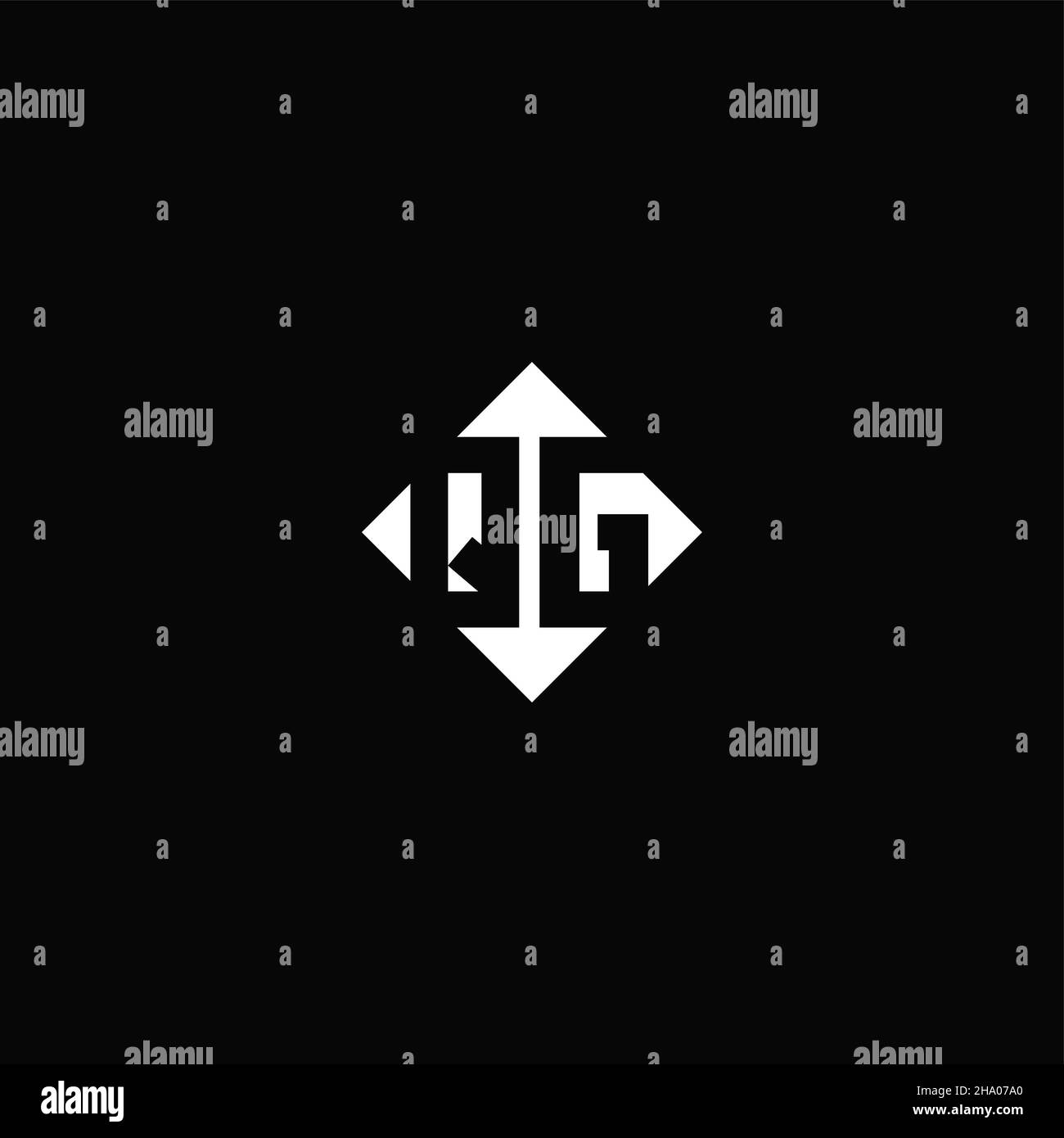 Monogram logo design with diamond square shape isolated on black background Stock Vector