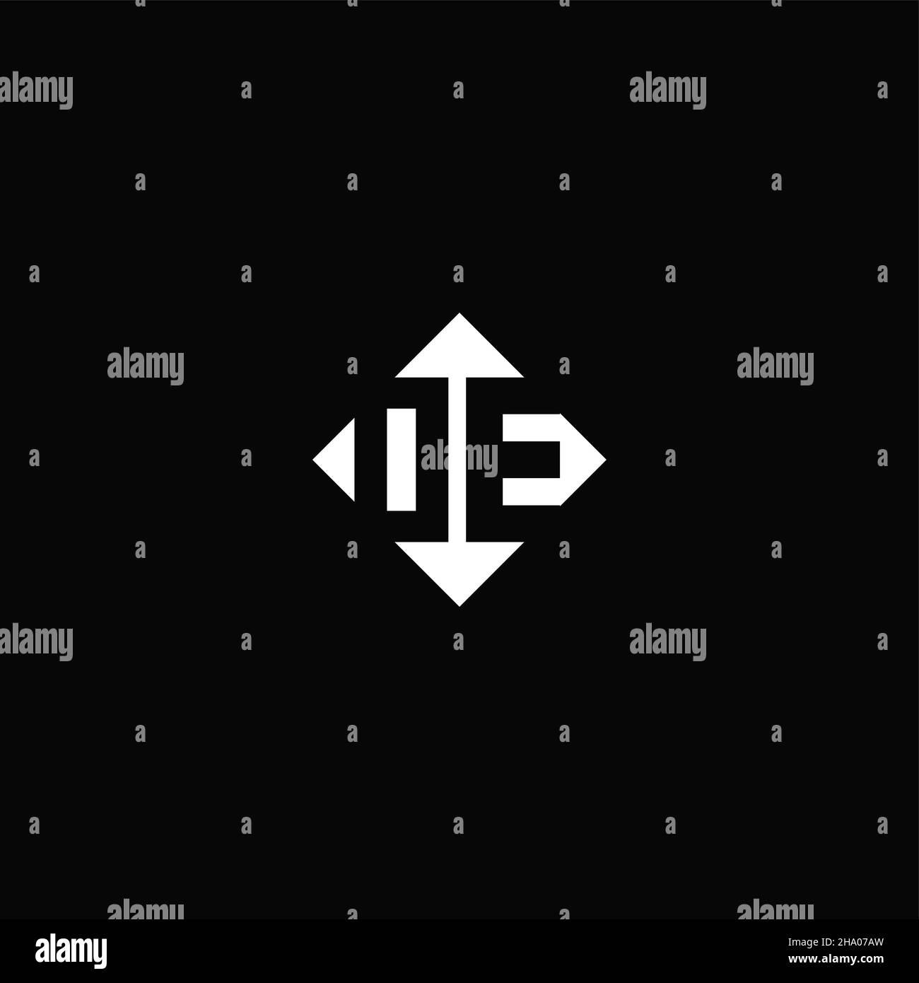Monogram logo design with diamond square shape isolated on black background Stock Vector