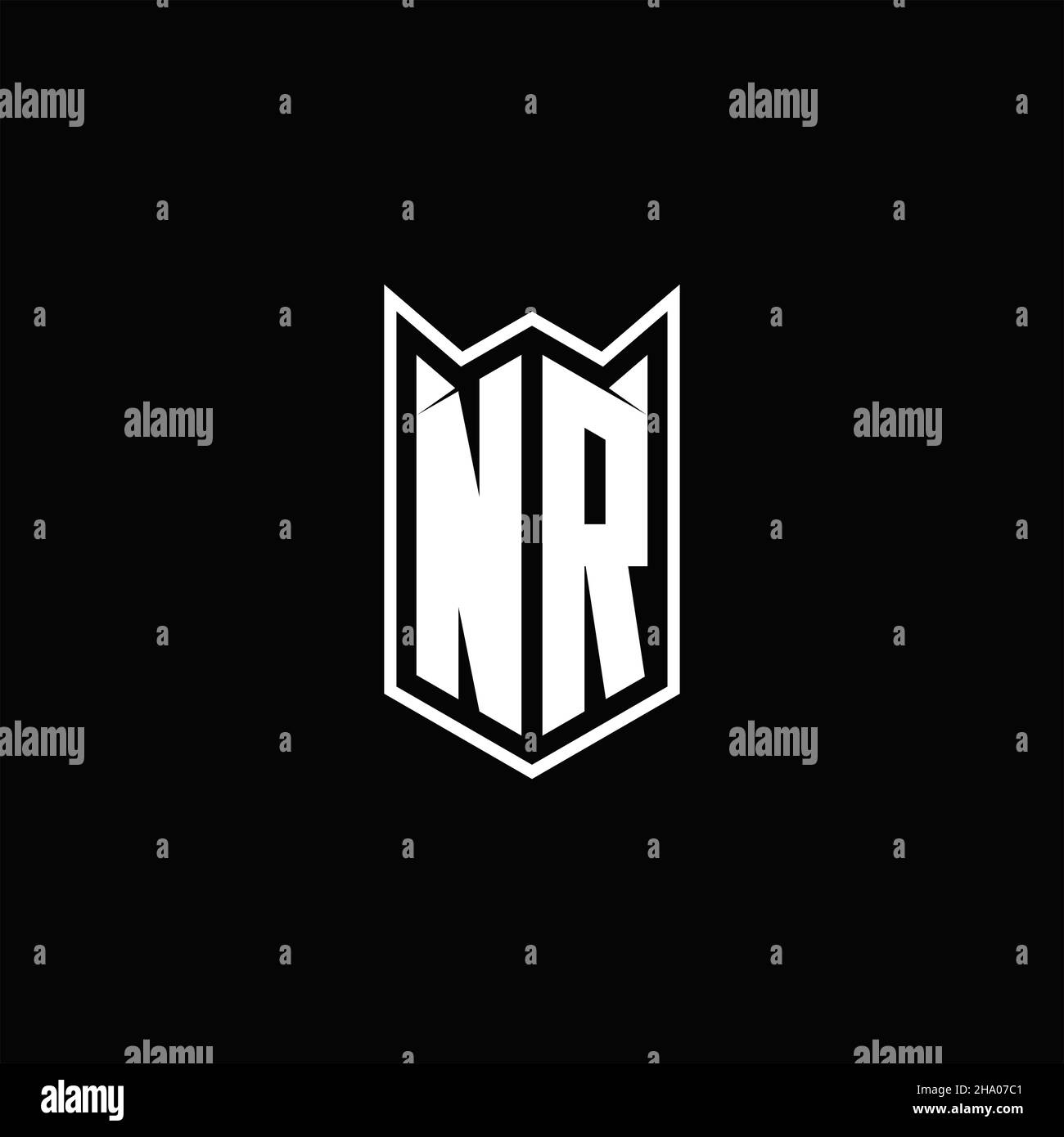 NR Logo monogram with shield shape designs template vector icon modern Stock Vector