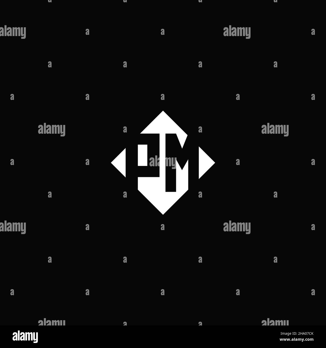 Monogram logo design with diamond square shape isolated on black background Stock Vector