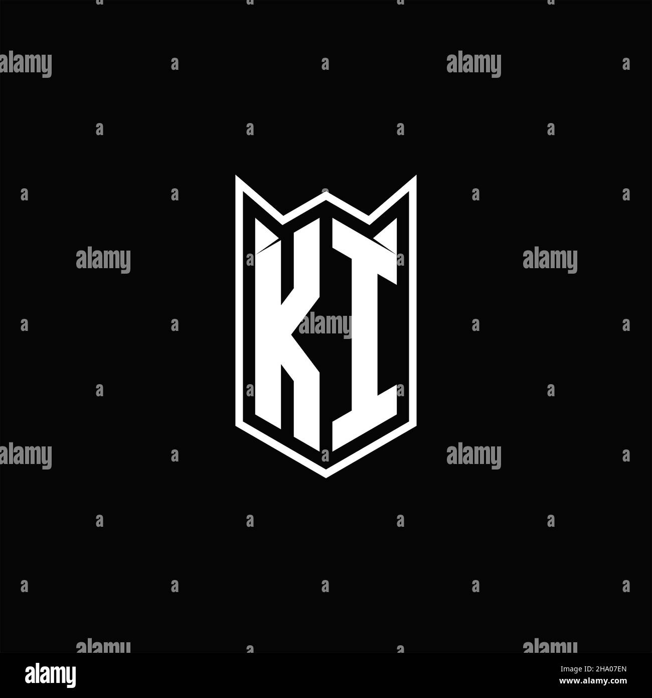 KI Logo monogram with shield shape designs template vector icon modern Stock Vector