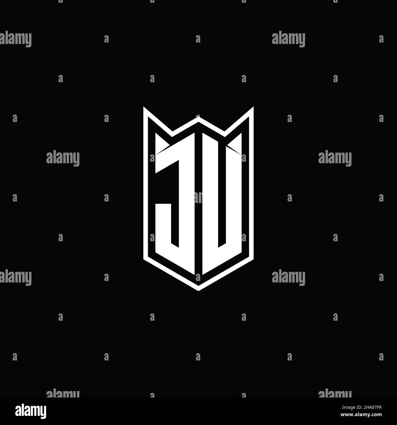JU Logo monogram with shield shape designs template vector icon modern Stock Vector