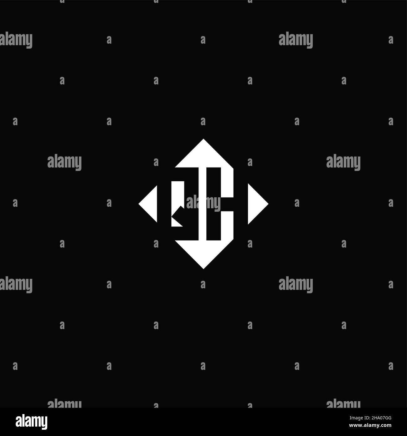 Monogram logo design with diamond square shape isolated on black background Stock Vector