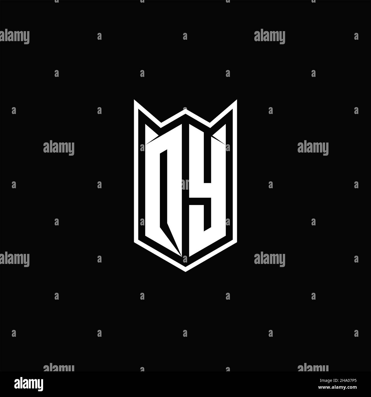 QY Logo monogram with shield shape designs template vector icon modern Stock Vector