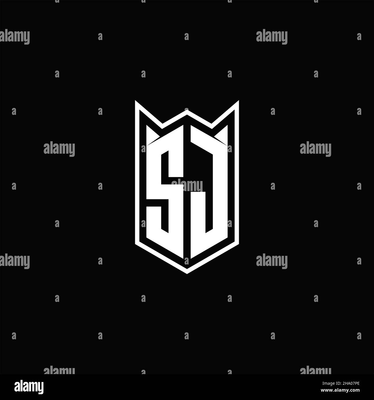 SJ Logo monogram with shield shape designs template vector icon modern Stock Vector