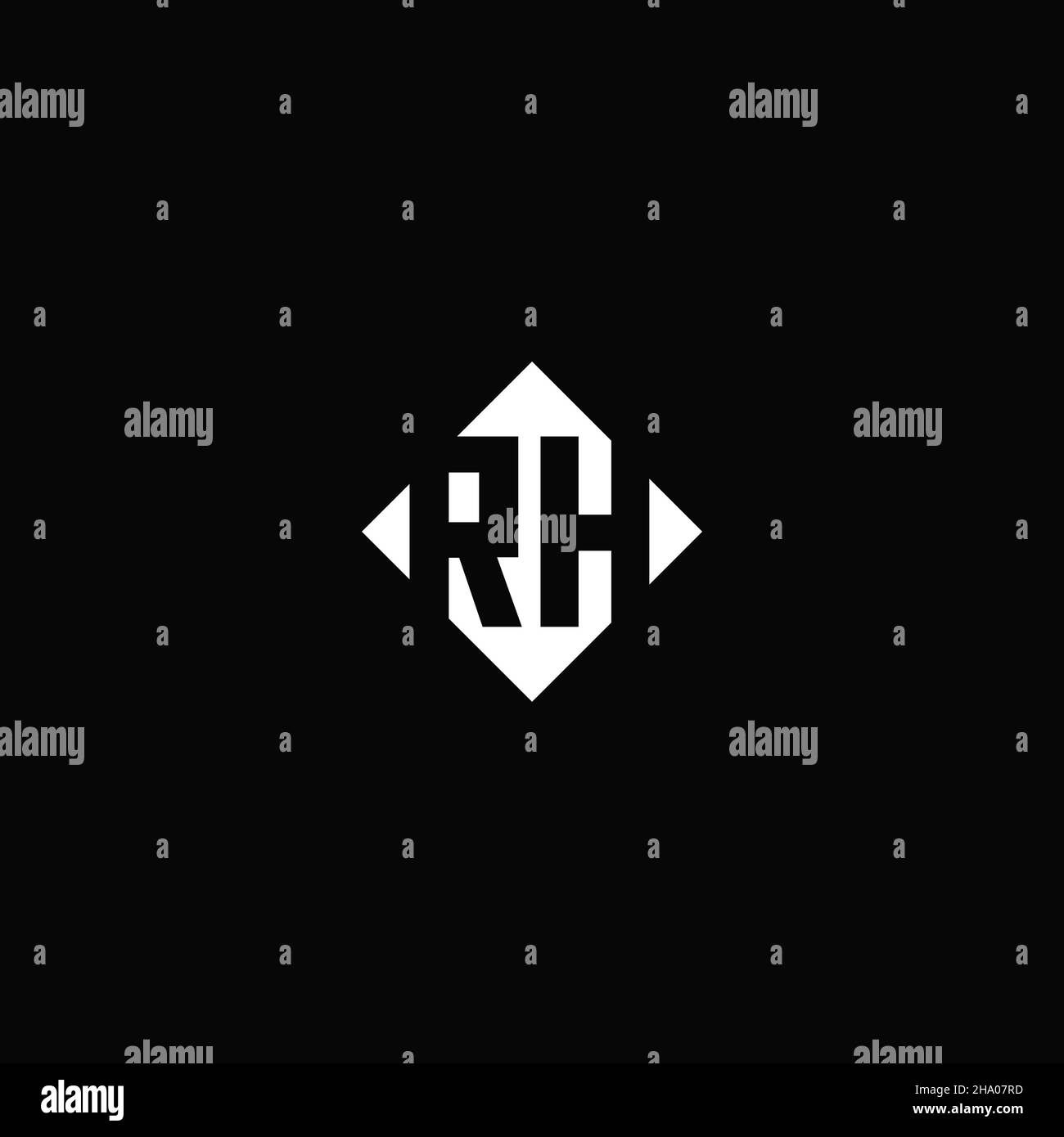 Monogram logo design with diamond square shape isolated on black background Stock Vector